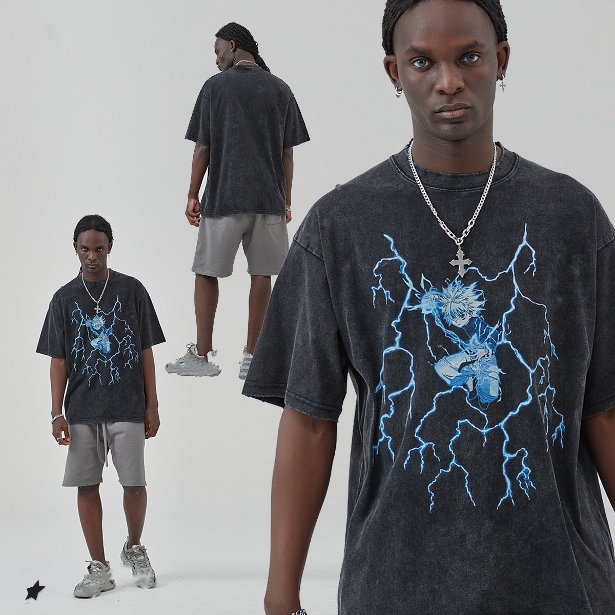 Custom Logo Print Anime Full-time Digital Printing Retro Short-sleeved Loose Highstreet Men's T-shirt