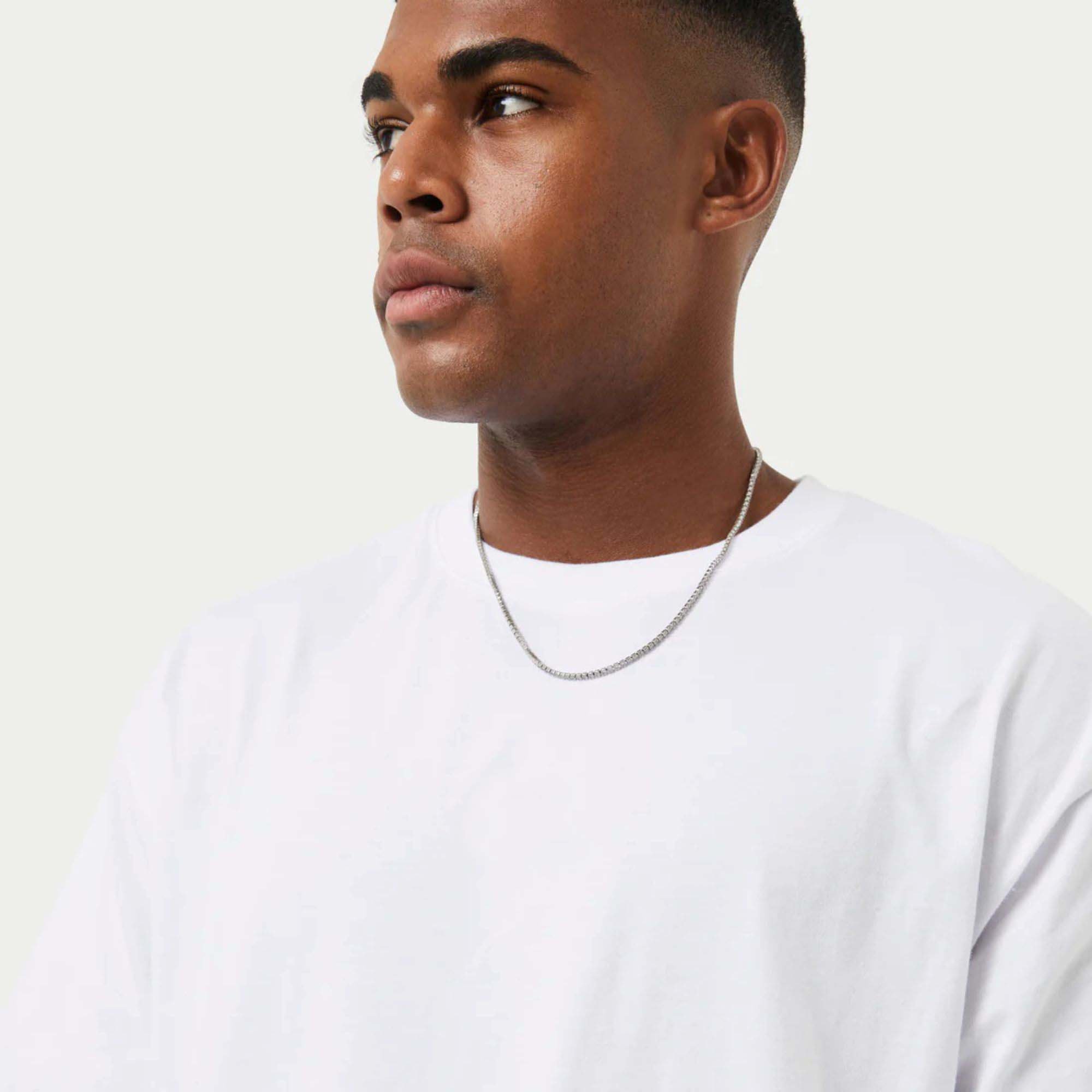 Classic Oversized T-Shirt: White, 100% Cotton Jersey, Medium Weight, Ribbed Neck, Short Sleeves