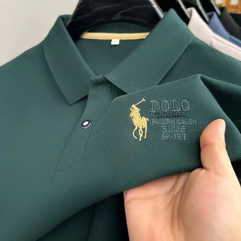Summer business new T-shirt short sleeve men's polo shirt lapel leisure solid color fashion embroidery T-shirt