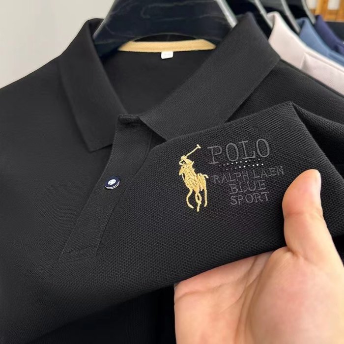Summer business new T-shirt short sleeve men's polo shirt lapel leisure solid color fashion embroidery T-shirt