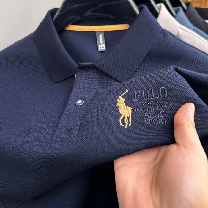 Summer business new T-shirt short sleeve men's polo shirt lapel leisure solid color fashion embroidery T-shirt