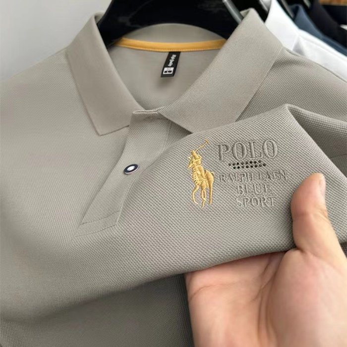 Summer business new T-shirt short sleeve men's polo shirt lapel leisure solid color fashion embroidery T-shirt