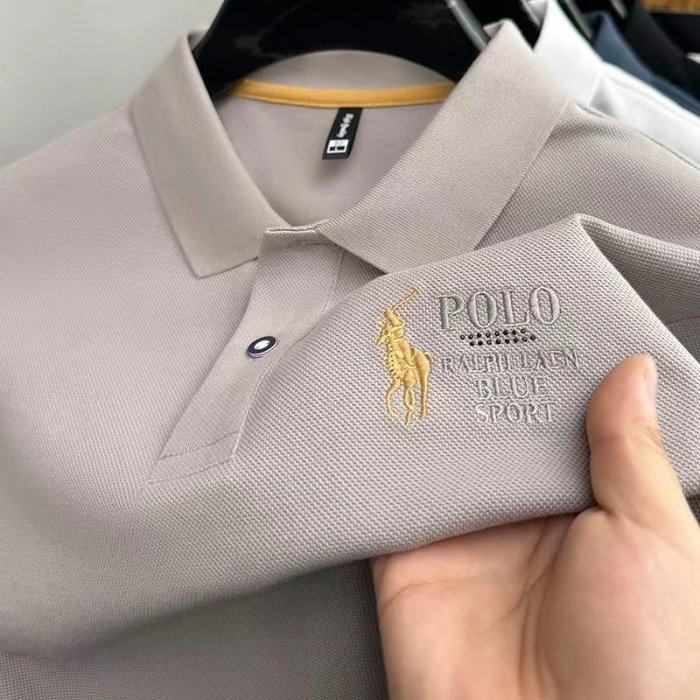 Summer business new T-shirt short sleeve men's polo shirt lapel leisure solid color fashion embroidery T-shirt