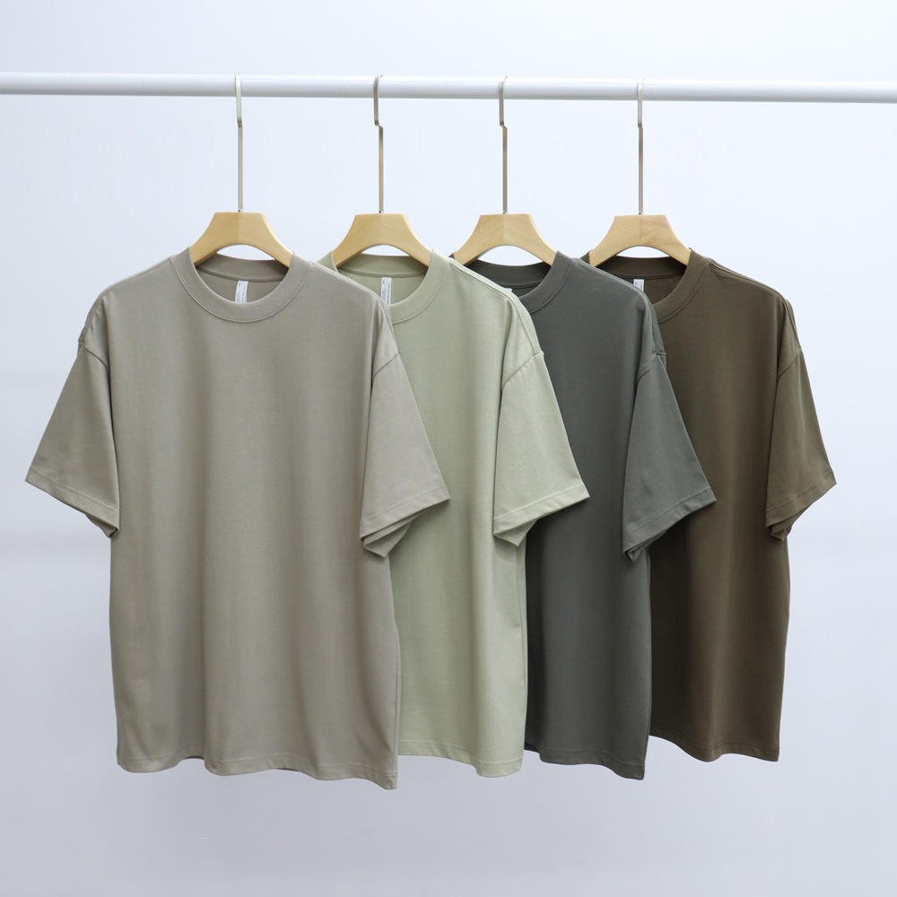 275g Summer Blank Vintage FOG Edition Drop Shoulder silhouette 100% cotton Heavyweight loose crew neck Half Sleeve Men's T-shirt