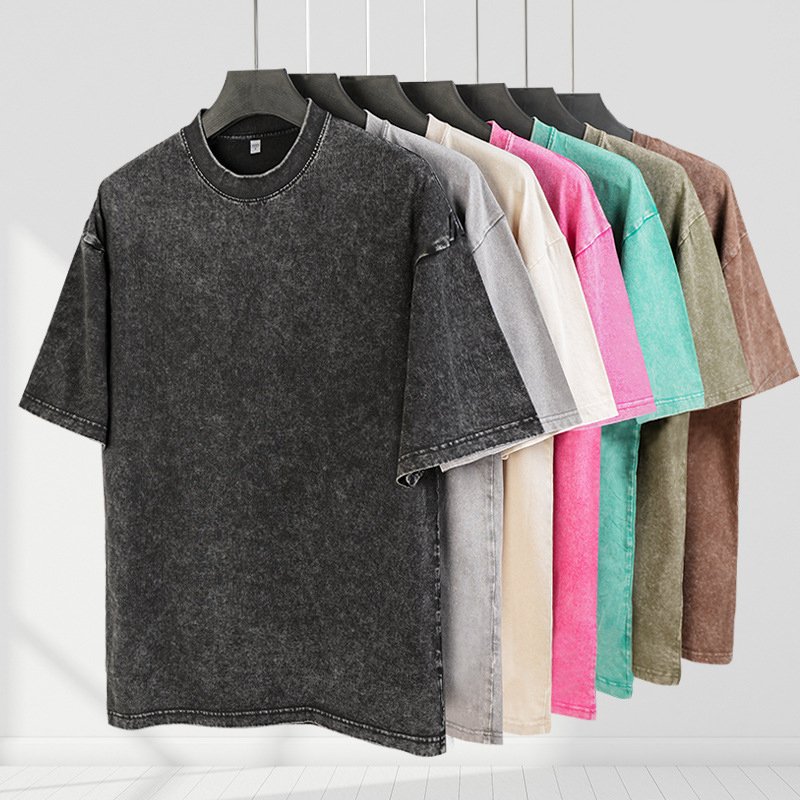 Unisex Plus Size Trendy Loose Fit T-Shirt Retro Washed Cotton Short Sleeve Oversized Drop Shoulder Design Solid Blank Jersey