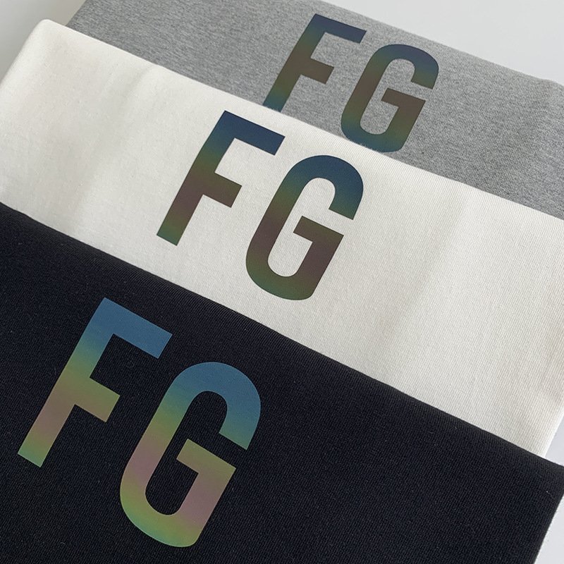 ESSENTIALS KAREEM Trend ESSENTIALS T-shirt FG colorful Reflective print T-shirts High Street Hip-hop Unisex short sleeve T-shirt