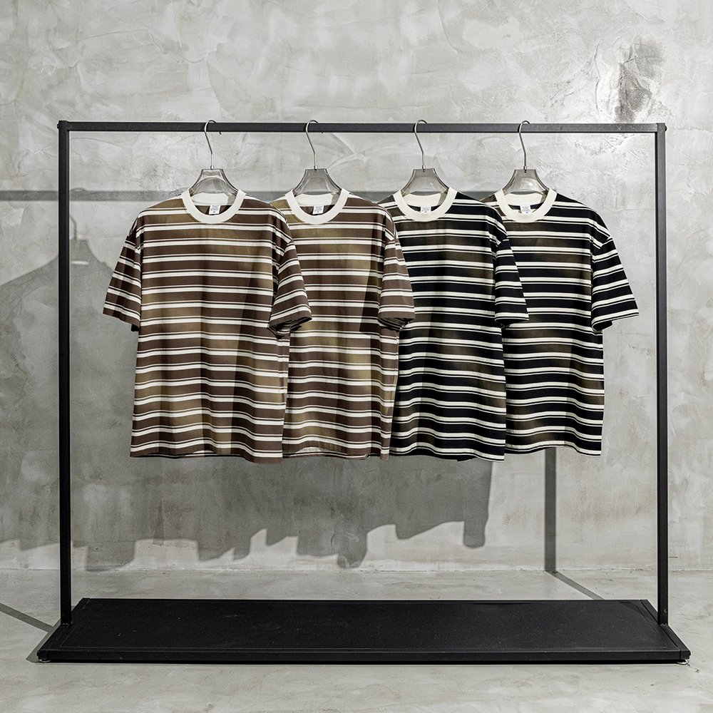 Custom Summer 265gsm Vintage Washed Striped men's T-shirts Wholesale