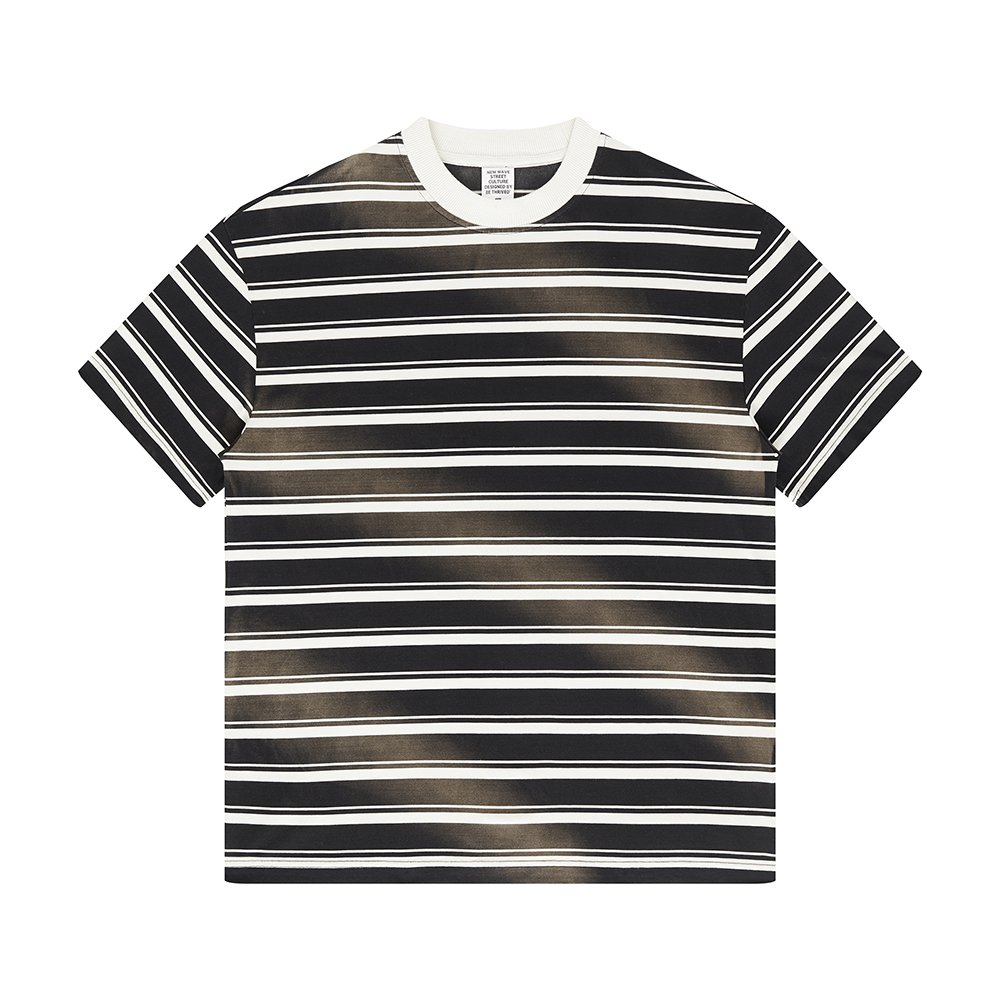 Custom Summer 265gsm Vintage Washed Striped men's T-shirts Wholesale