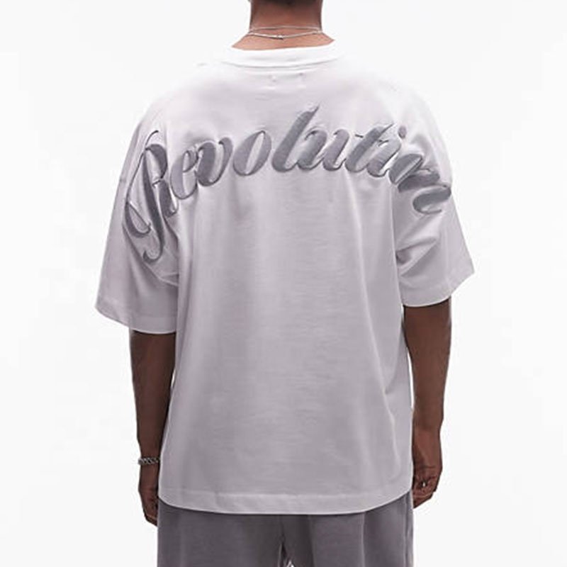 Men's t-shirts oversized embroidery heavy cotton white t shirt for men quality t shirts cotton thick