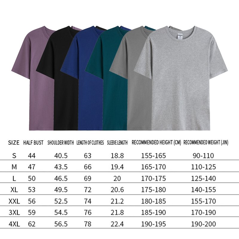 Wholesale Custom T Shirt For Men 190gsm Plain Blank Tshirts 100% Cotton Men's T-Shirts