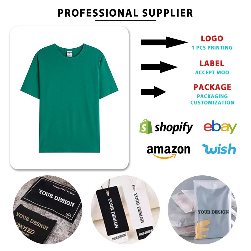 Wholesale Custom T Shirt For Men 190gsm Plain Blank Tshirts 100% Cotton Men's T-Shirts
