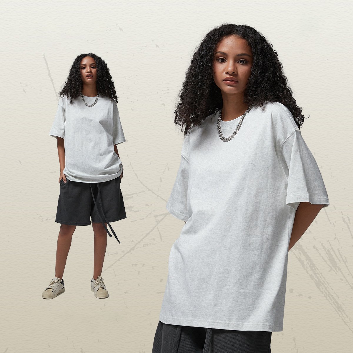 Unisex Plus Size 300g Cotton T-Shirt Summer Short Sleeved Factory Wholesale Solid Color Neck Oversized Hip T-Shirt