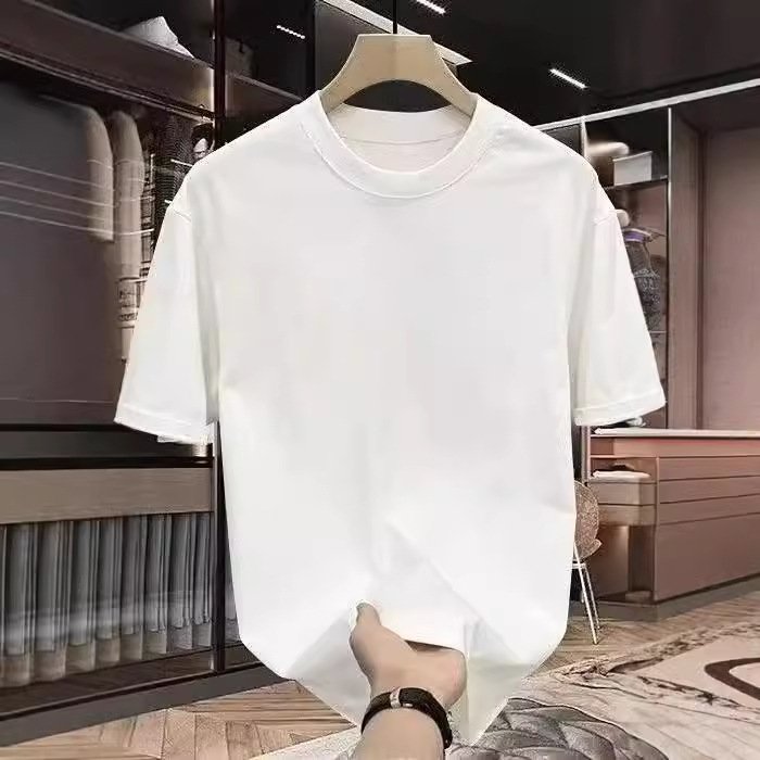 oem custom printed embroidery logo design silk men ice silk short-sleeved summer business high-quality solid color t-shirt