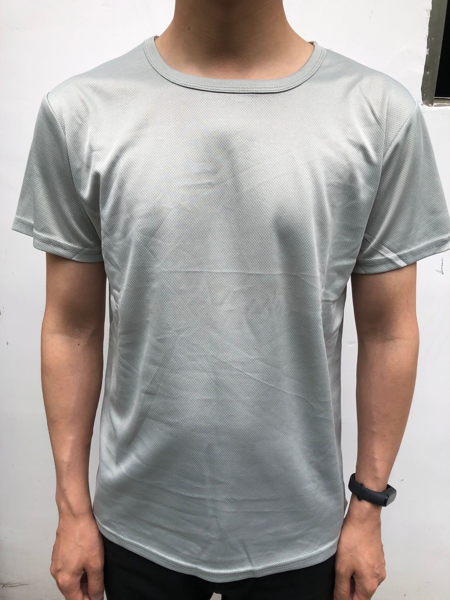 Wholesale quick drying men's T-shirt custom DTF LOGO sports T-shirt Gym mesh polyester breathable T-shirt
