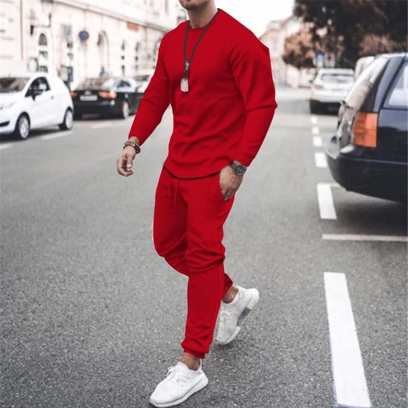 Global sales of 3D printed long sleeve T-shirt casual comfortable trousers men sets two piece