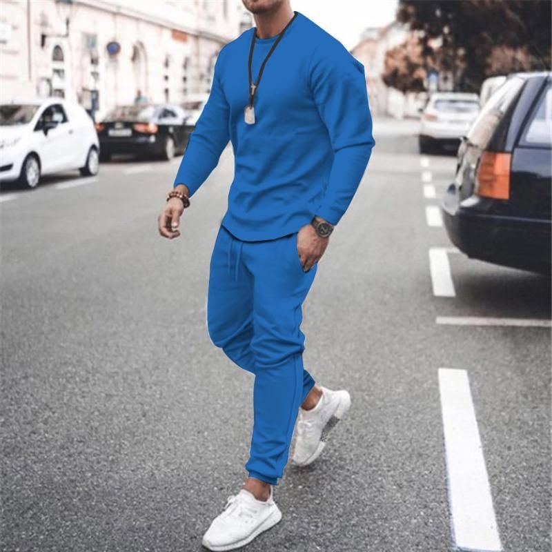 Global sales of 3D printed long sleeve T-shirt casual comfortable trousers men sets two piece