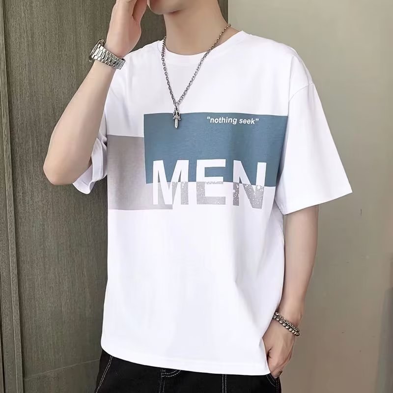 Short-sleeved T-shirt Men's new summer loose round neck half-sleeved T-shirt male students Korean version of all fashion T-shirt