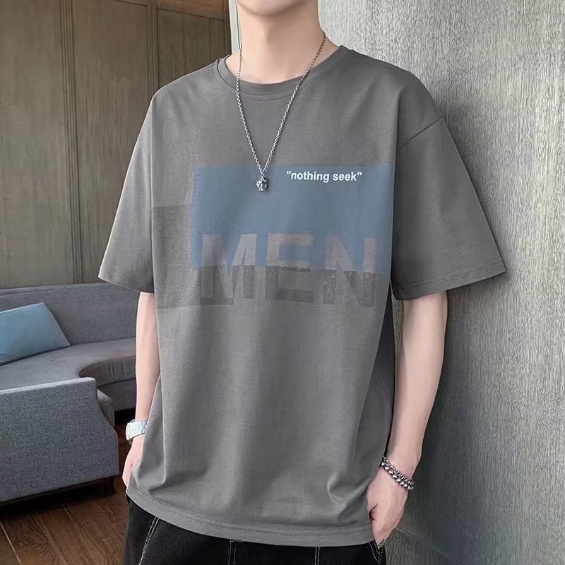 Short-sleeved T-shirt Men's new summer loose round neck half-sleeved T-shirt male students Korean version of all fashion T-shirt