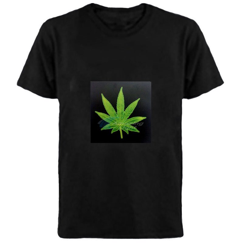 Men's T-shirt 100% Cotton Logo Light Up El Panel T-shirt Sound Activated Flashing El Panel T-shirt