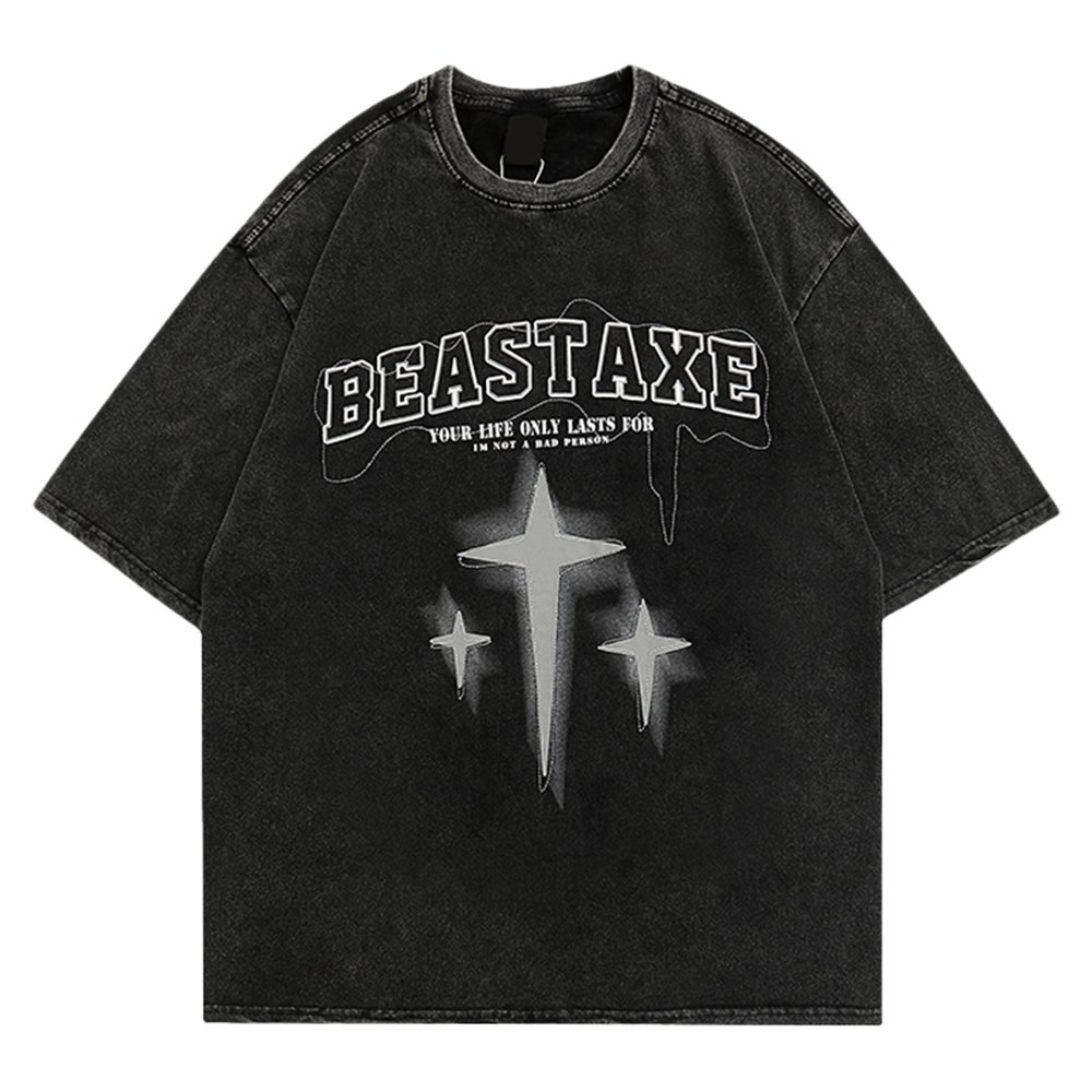 Custom 250gsm pure cotton heavyweight t-shirt distressed acid wash screen printing men's t-shirts boxy summer vintage t-shirt
