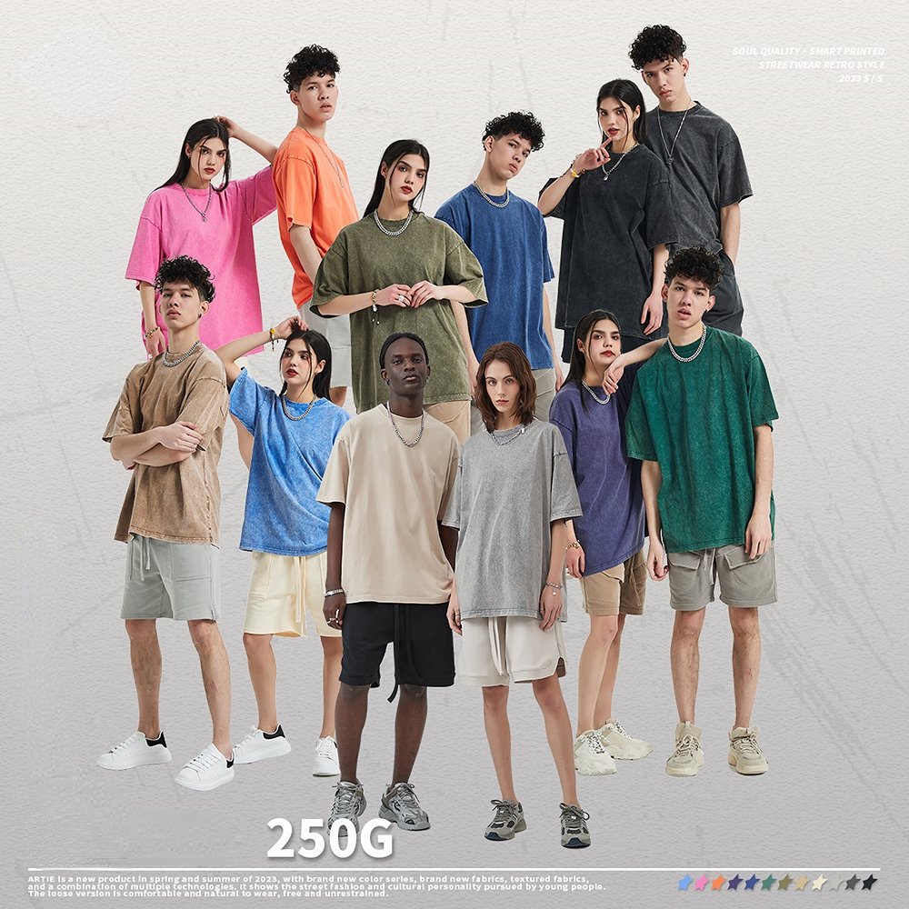YISHENHON Wholesale Print Unisex Plain Oversize Drop Shoulder 100% Cotton Plain Heavyweight Custom T-Shirts Women Men's T-Shirt