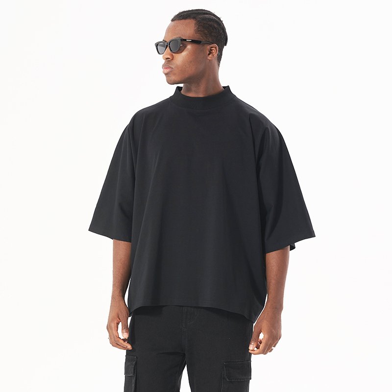 300g heavyweight hip hop loose thick collar boxy fit tshirt custom high quality oversized t shirt for men
