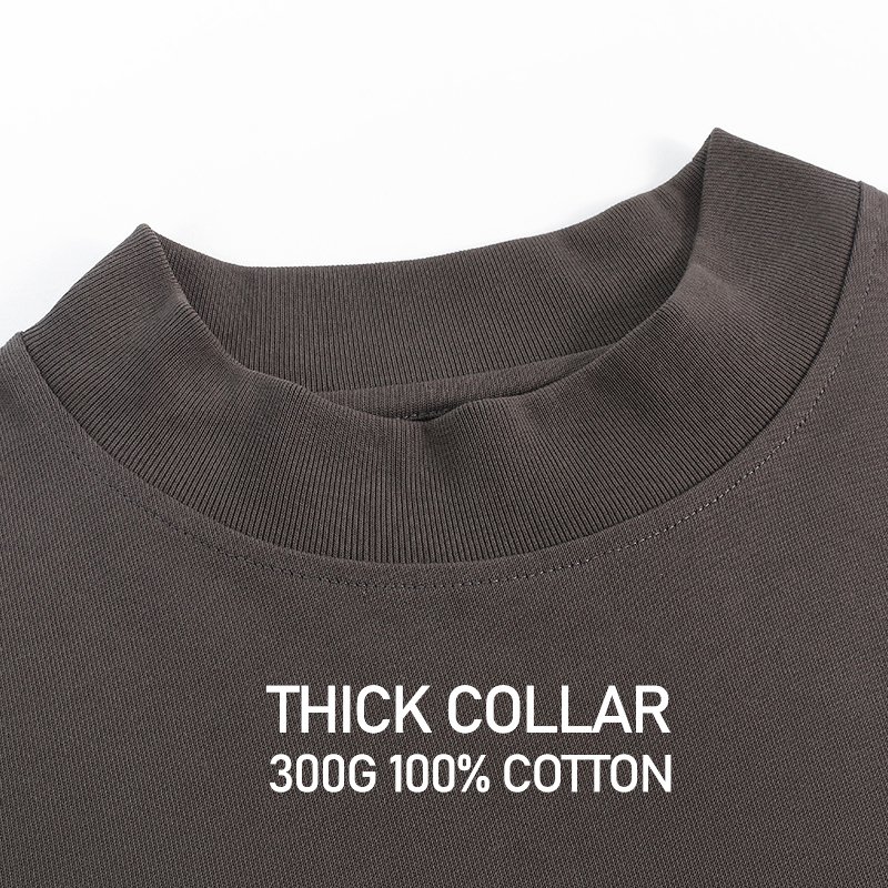 300g heavyweight hip hop loose thick collar boxy fit tshirt custom high quality oversized t shirt for men