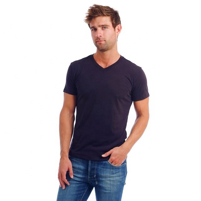 Men's Beige Cotton Knitted T-Shirts with round Collar Custom Picture Print India Wholesale Contrast Trim