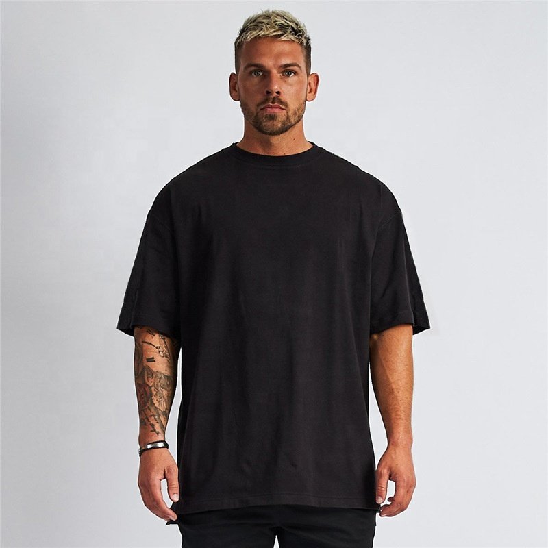 Private Label Custom Your Brand Logo Drop Shoulder Body Building Blank Cotton Loose Fit Plus Size Men's T-shirts