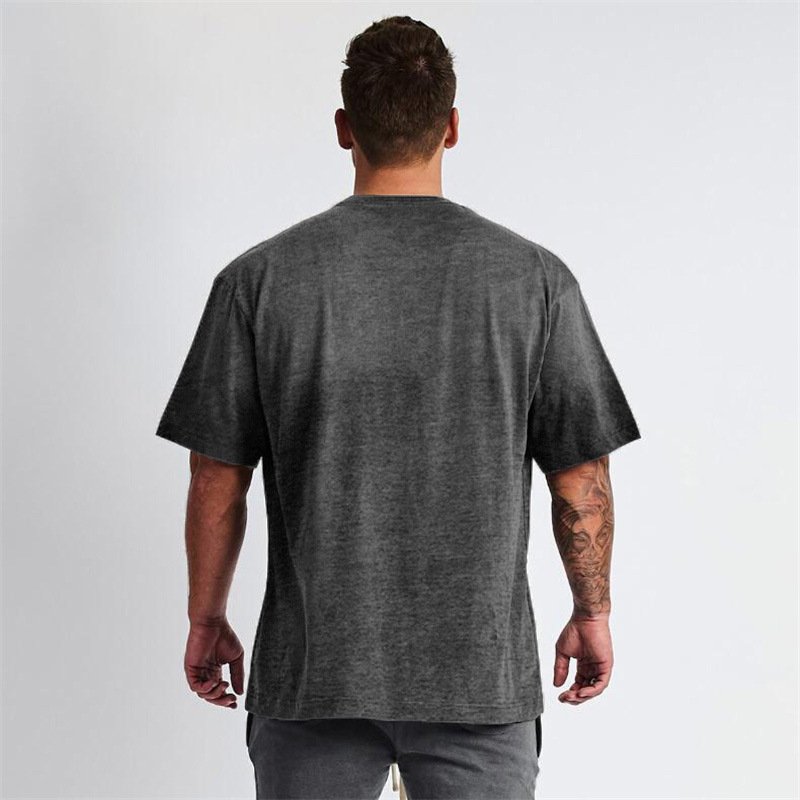 Private Label Custom Your Brand Logo Drop Shoulder Body Building Blank Cotton Loose Fit Plus Size Men's T-shirts
