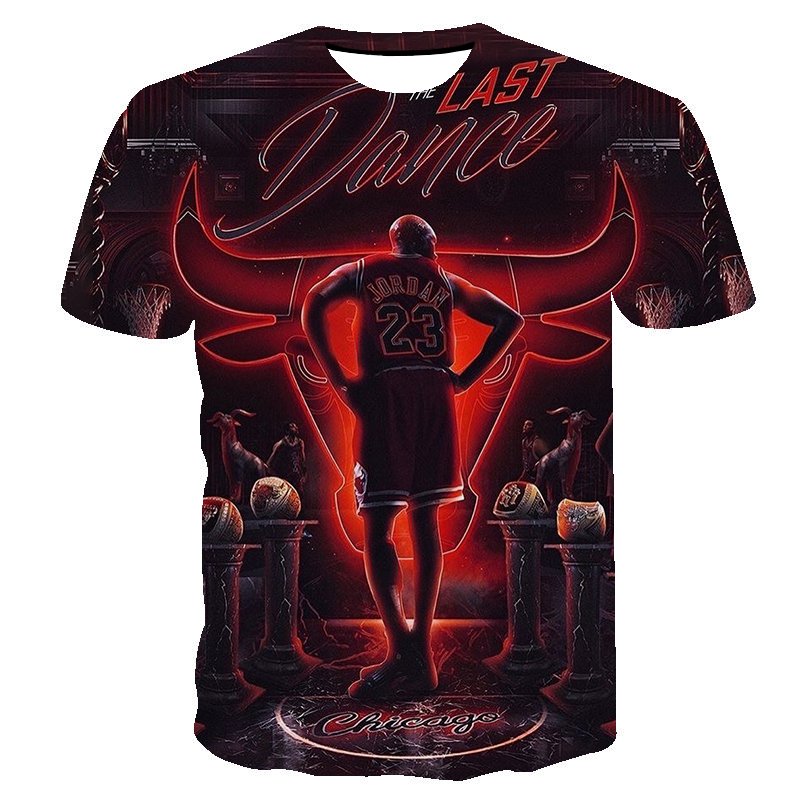 Bull 23 MJ Men's T-shirt MJ 3D Printed T-shirt Men's and women's Sports fitness sweatshirt