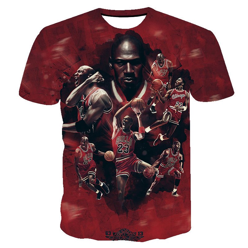Bull 23 MJ Men's T-shirt MJ 3D Printed T-shirt Men's and women's Sports fitness sweatshirt