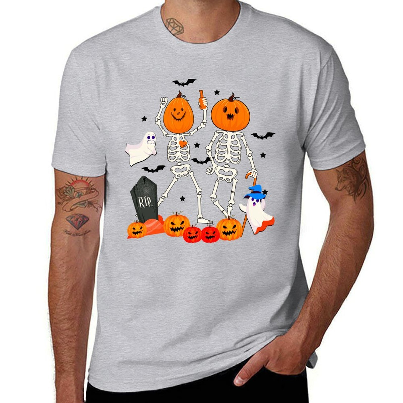 Custom Halloween Theme Men's T-Shirts Personalized Artwork Logo Service Premium Quality Unique Designs Customizable Tees