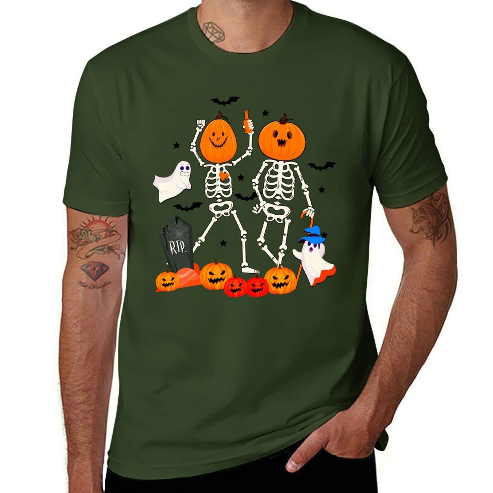 Custom Halloween Theme Men's T-Shirts Personalized Artwork Logo Service Premium Quality Unique Designs Customizable Tees