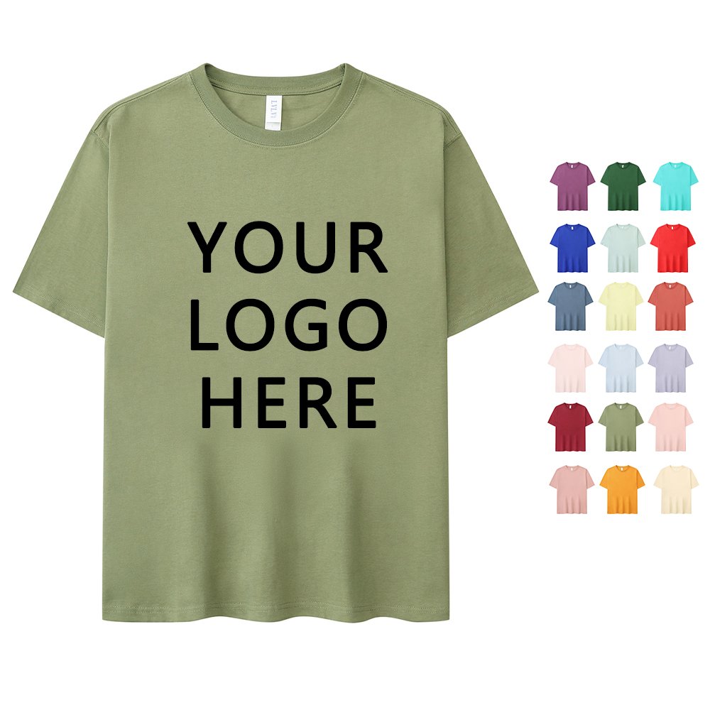 Premium Customized logo Tshirt 100% Pure Cotton Plain t shirts Classic Short Sleeved men's t-shirts for unisex