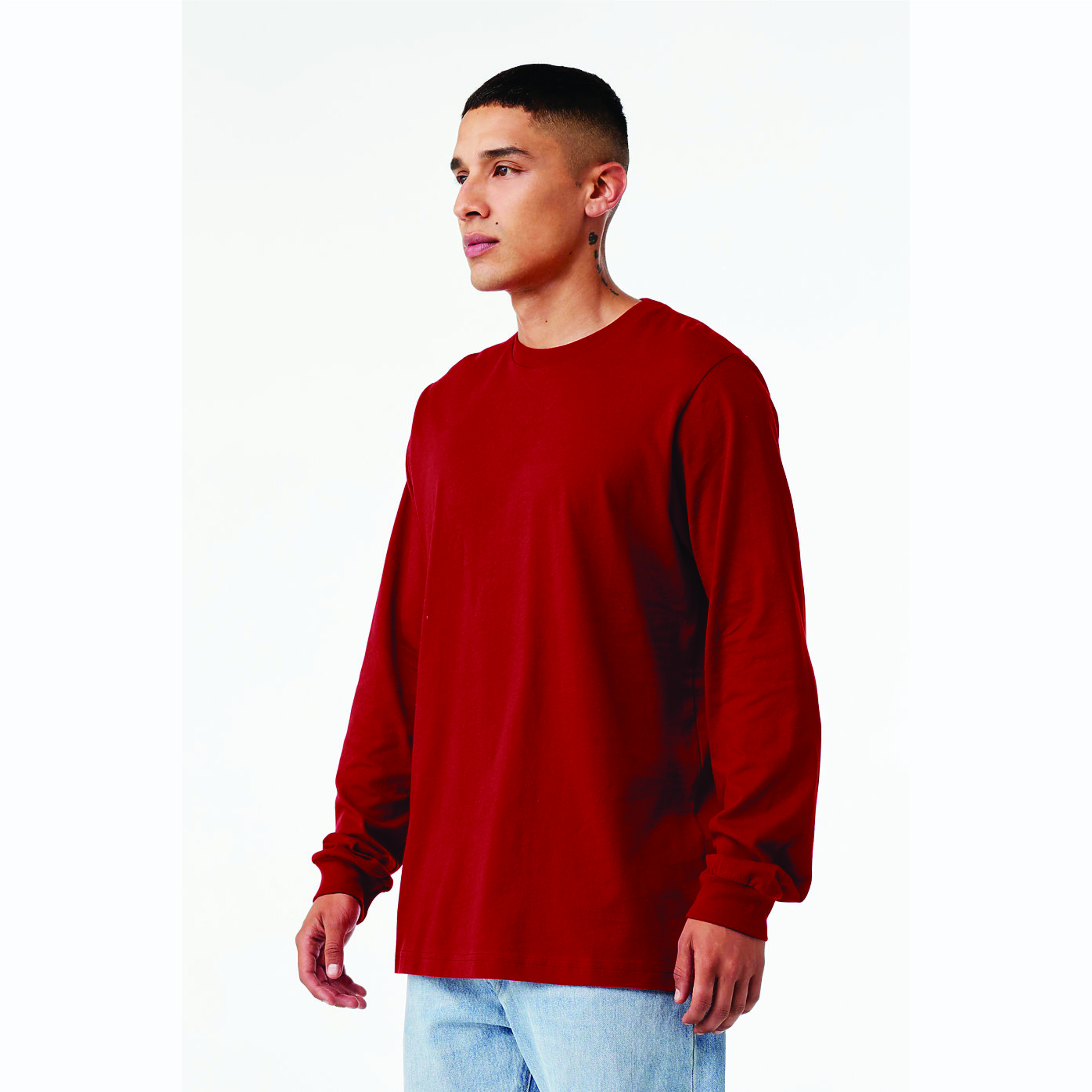 Canvas Red Classic Crew Neck Unisex Long Sleeve T-Shirt: 100% Airlume Combed and Ring Spun Cotton, 32 Singles, 4.2 oz