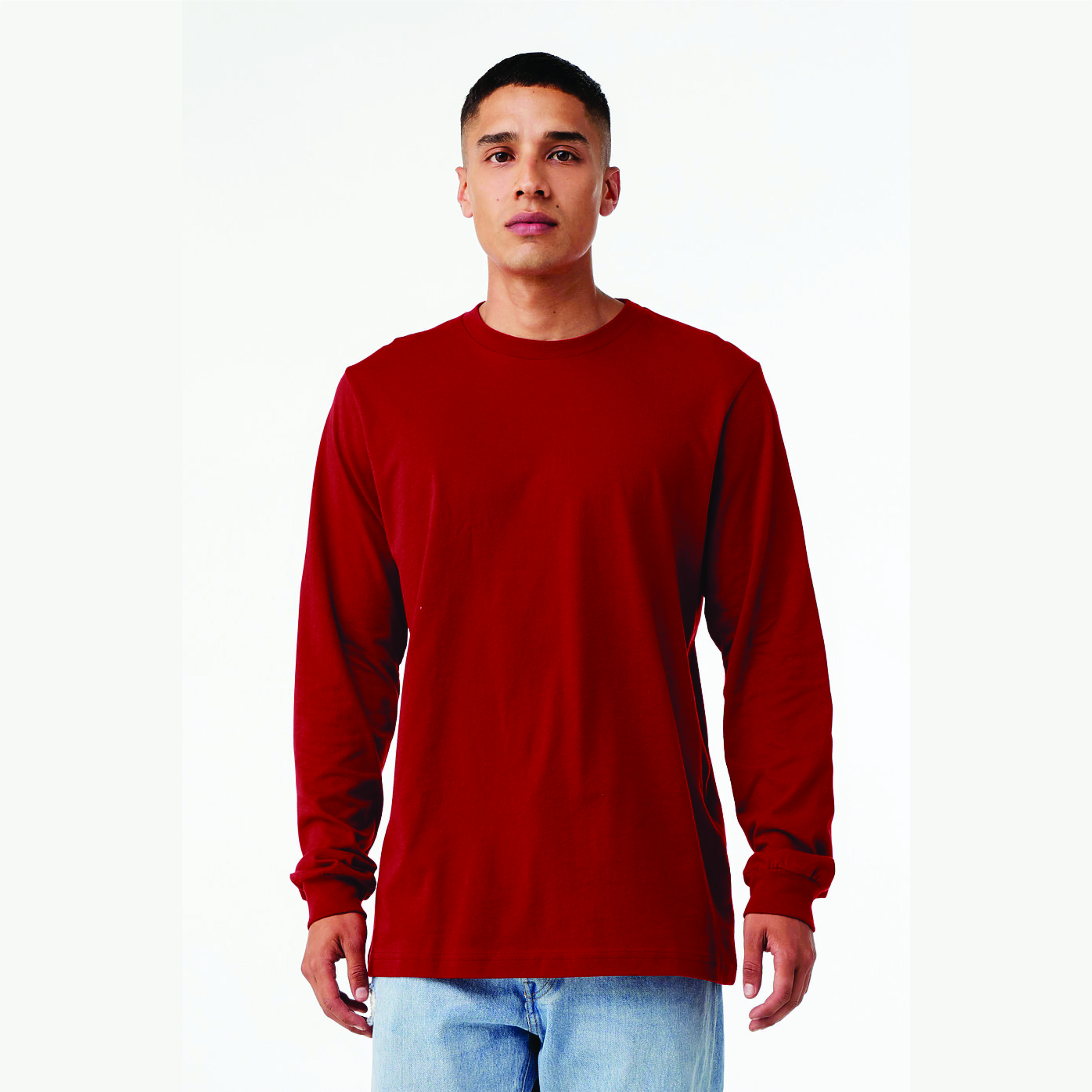 Canvas Red Classic Crew Neck Unisex Long Sleeve T-Shirt: 100% Airlume Combed and Ring Spun Cotton, 32 Singles, 4.2 oz