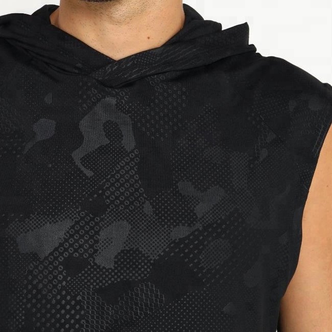 Gym Workout Hooded Tank Top Sports Bodybuilding Stringer Muscle Cut Off T Shirt Men Sleeveless Hoodies basketball sports singlet