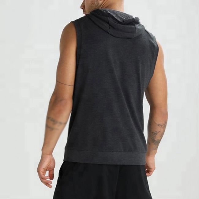 Gym Workout Hooded Tank Top Sports Bodybuilding Stringer Muscle Cut Off T Shirt Men Sleeveless Hoodies basketball sports singlet