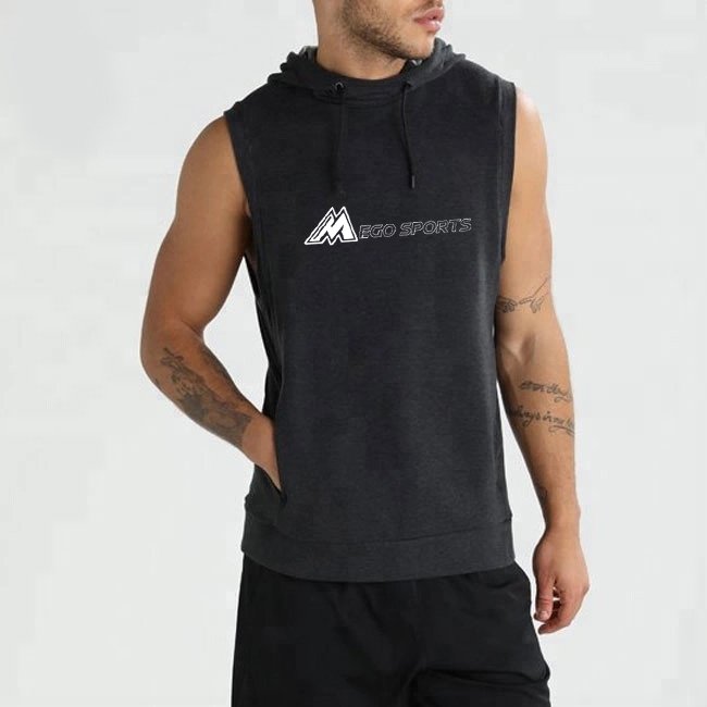 Gym Workout Hooded Tank Top Sports Bodybuilding Stringer Muscle Cut Off T Shirt Men Sleeveless Hoodies basketball sports singlet