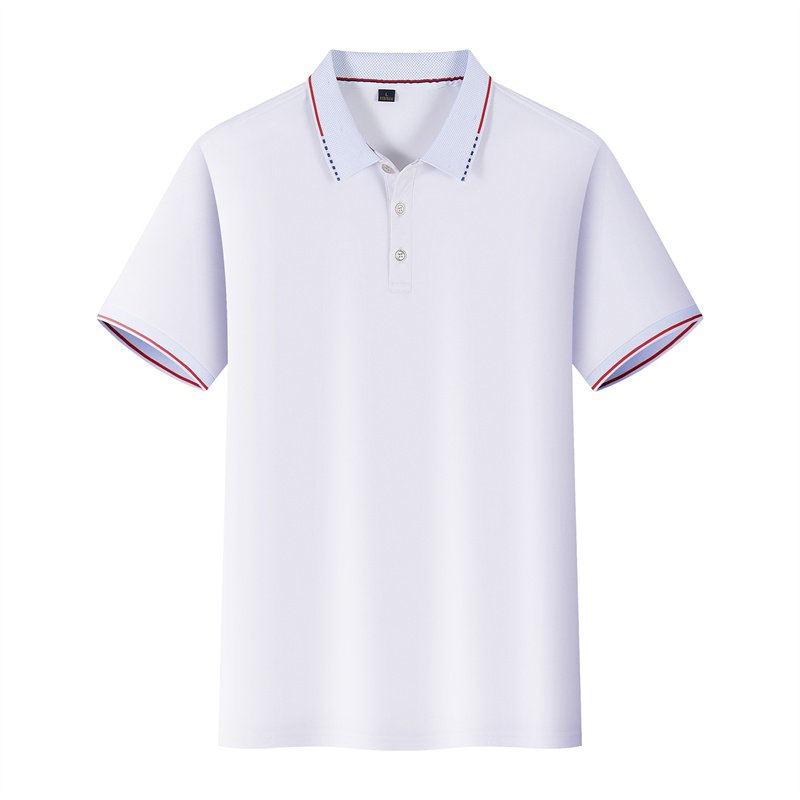 High-quality White Polo t-shirt men's golf t-shirt custom uniform short-sleeved printed with a custom logo polo shirt