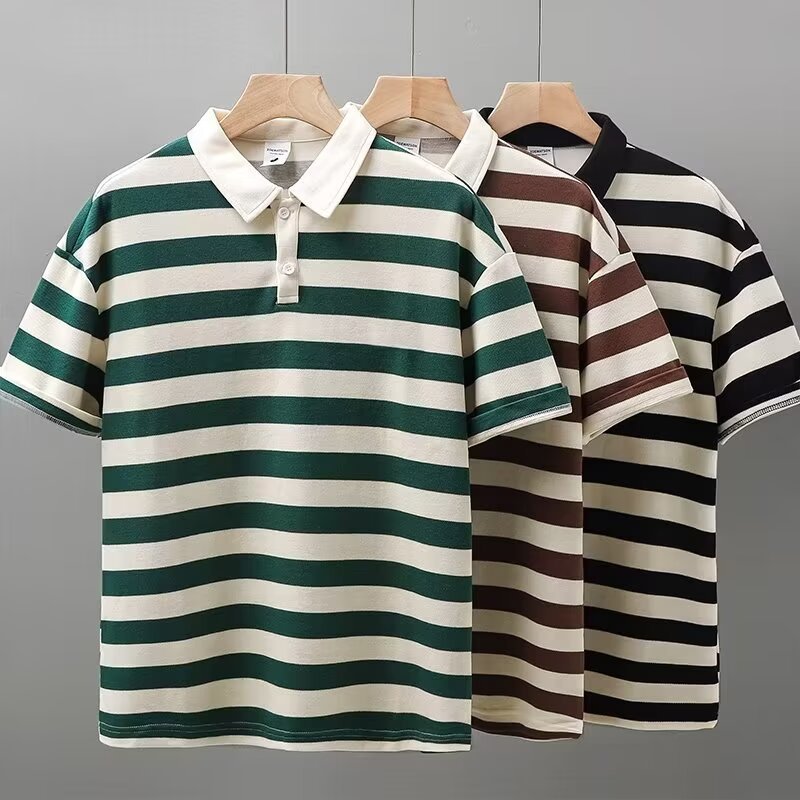 European and American Instagram Cross border 2024 Summer Amazon POLO Shirt Short sleeved High end Customized Men's T-shirt