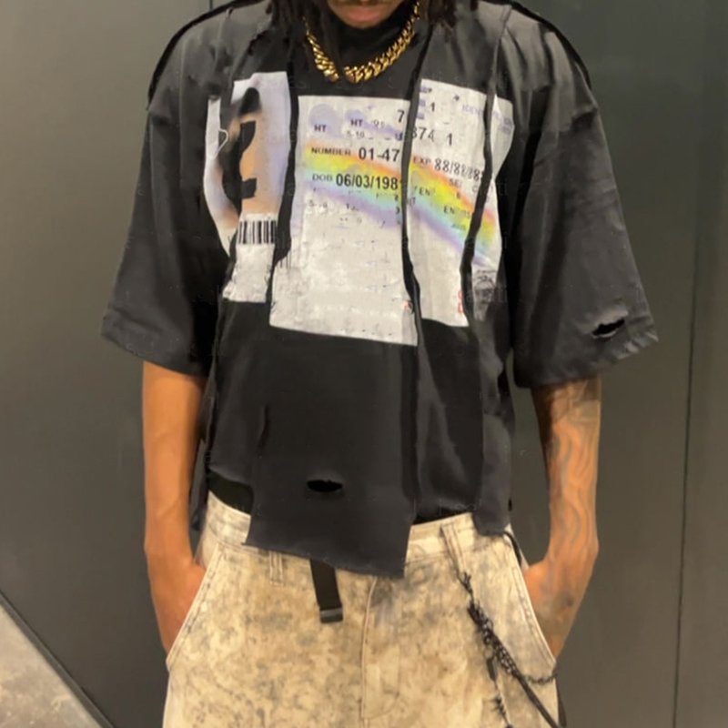 YSJY Manufacturer Custom Streetwear Panel T Shirt Tee Overlapping Seam Uneven Cut And Sew Cotton Oversized Cropped T shirt Men