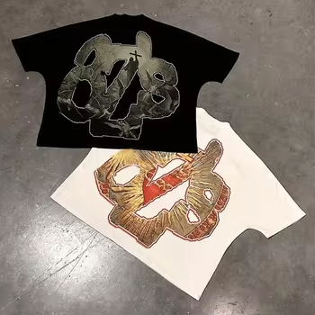 Custom 100% Cotton Men's Boxy T-Shirt High Quality Knitted Graphic Heat Transfer Screen DTG Printing Cropped Design