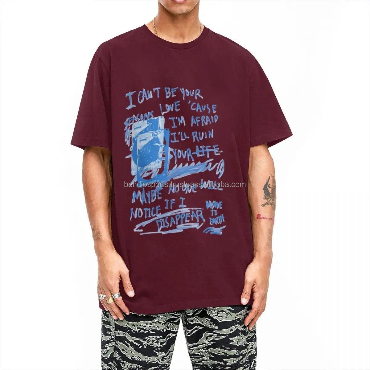 Men's T-Shirt Wave To Earth T Shirts Hip Hop Seasons Lyrics Fan Art Summer Tees Awesome Printed Cotton Clothes Birthday Gift