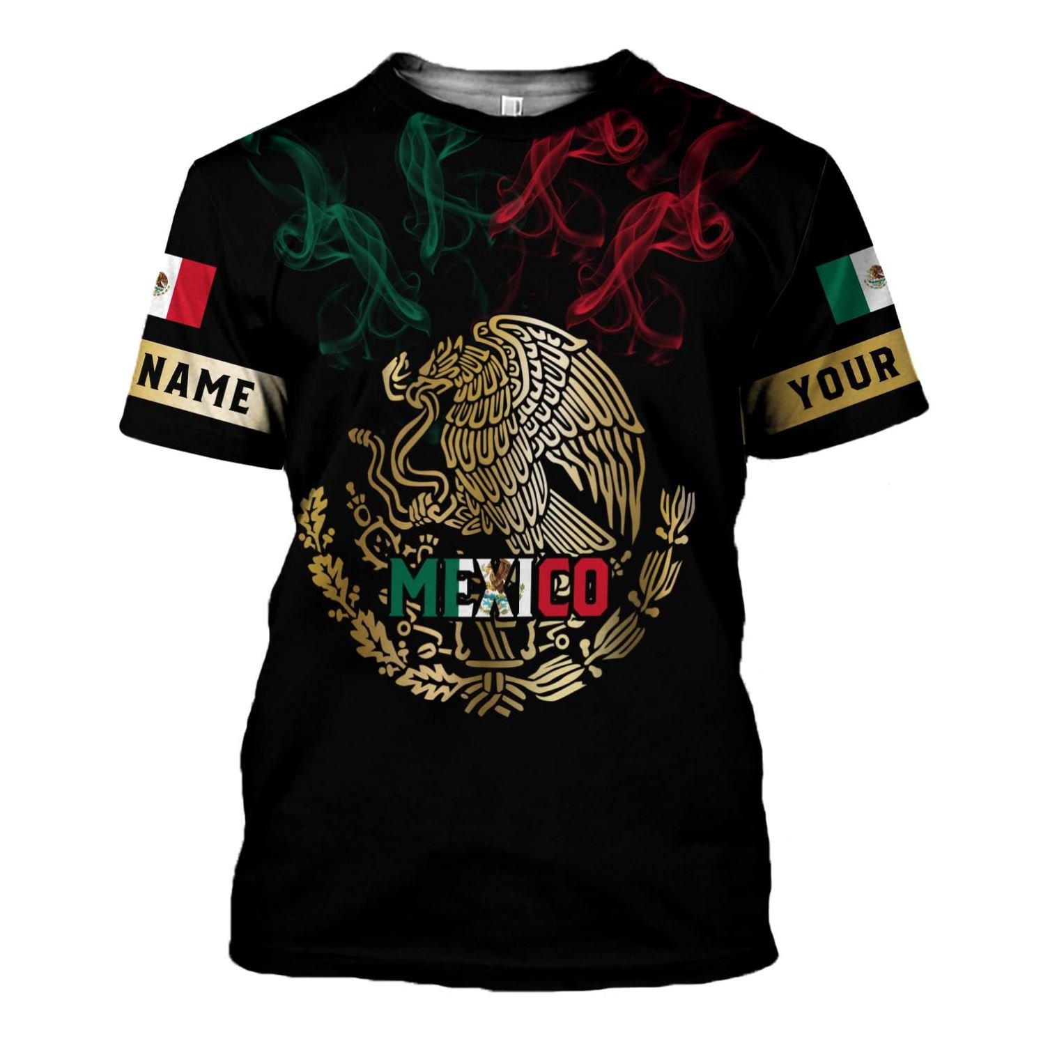 Personalized Mexican T Shirts for Men Wholesale Customized Short Sleeve Mexico Shirt Eagle Flag Tshirt O-Neck Fitness Tees Top