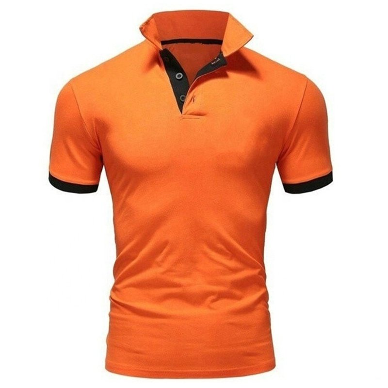 Men's Solid Color Fawn Short Sleeve Lapel Stretch T-Shirt golf polo shirts for men