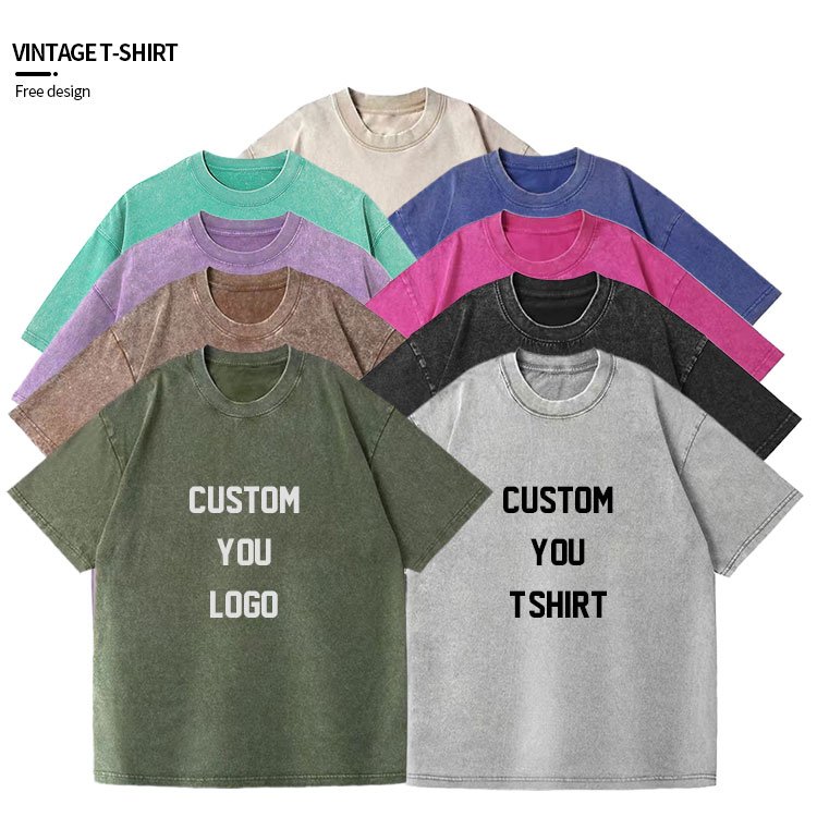 Custom Logo Vintage Acid Washed T Shirt Men Distressed Heavyweight Cotton Blank Oversized Tshirt 100% Cotton For Men's T-shirt