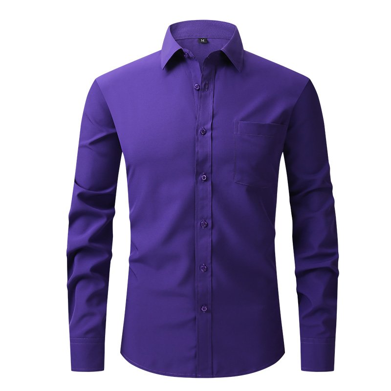 White Shirt Men's Long SleeveSlim-free Solid Color Professional Business DressWhite men's suit shirt Jacket Sweater T-shirt