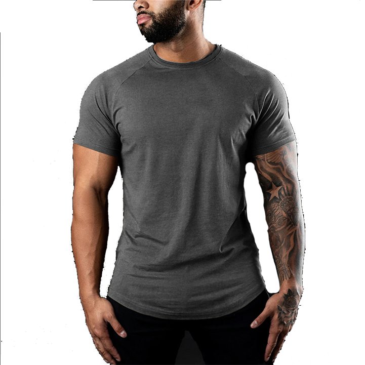 Custom Logo Men's Gym Cotton T-Shirt Quick Dry Short Sleeve Fitness Body Building Sportswear High Elasticity Print Tshirts